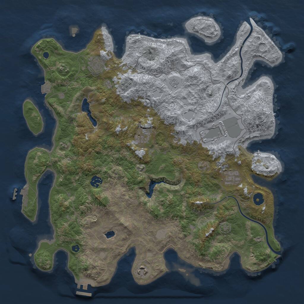 Rust Map: Procedural Map, Size: 4000, Seed: 45641, 13 Monuments