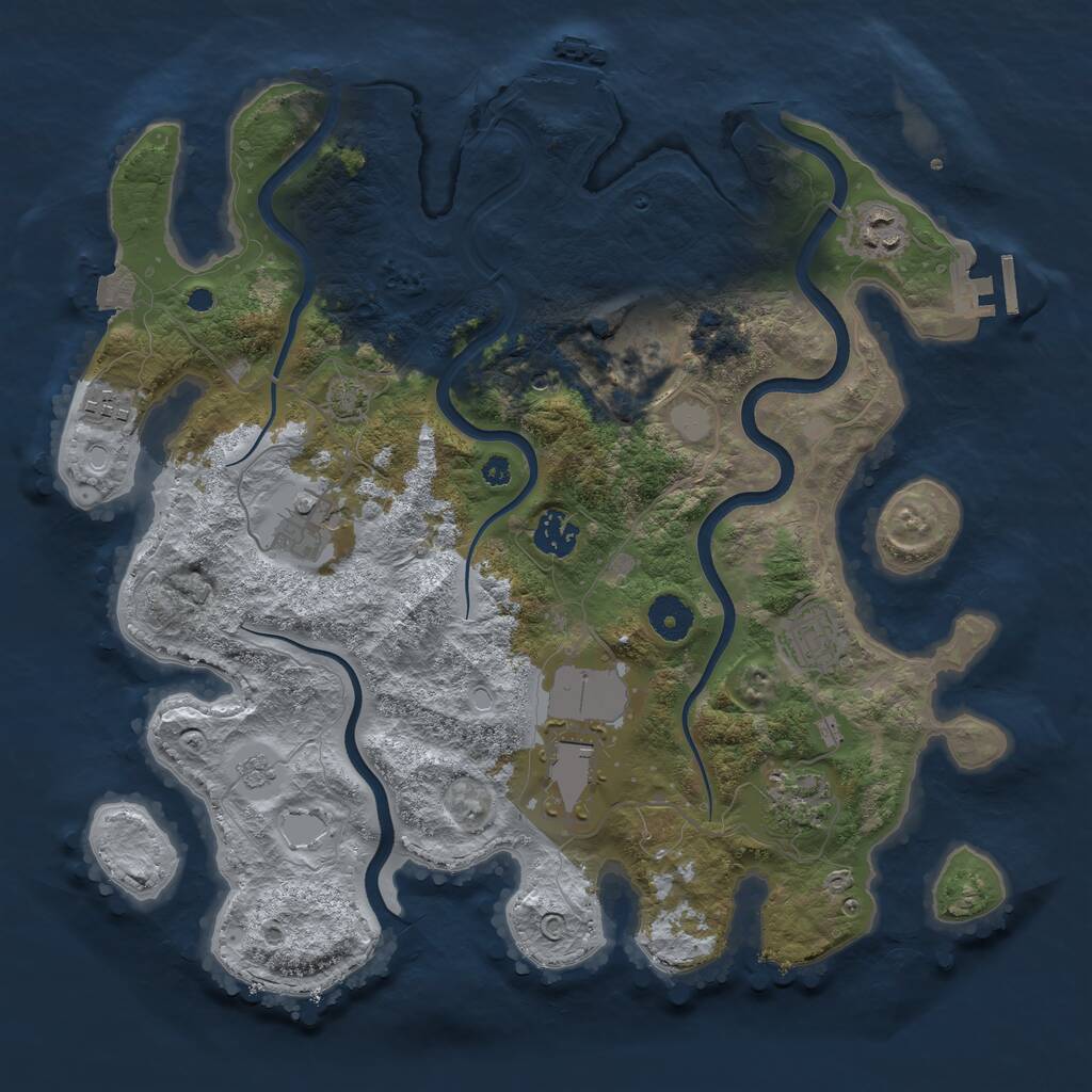 Rust Map: Procedural Map, Size: 3700, Seed: 1593852089, 14 Monuments