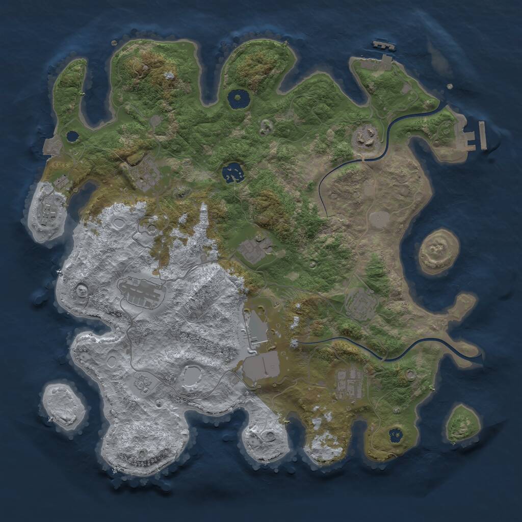 Rust Map: Procedural Map, Size: 3700, Seed: 1593852089, 14 Monuments