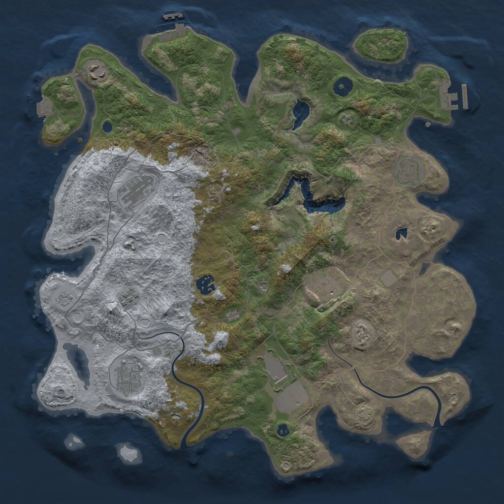 Rust Map: Procedural Map, Size: 4000, Seed: 1891284318, 14 Monuments
