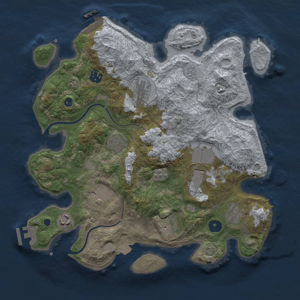 Rust Map: Procedural Map, Size: 3500, Seed: 319166670, 14 Monuments