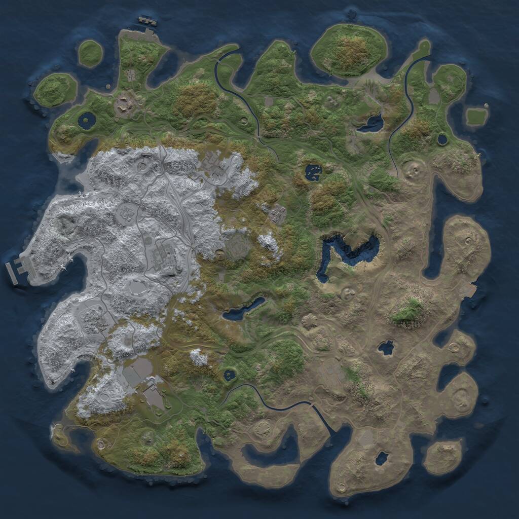 Rust Map: Procedural Map, Size: 4500, Seed: 418759590, 15 Monuments