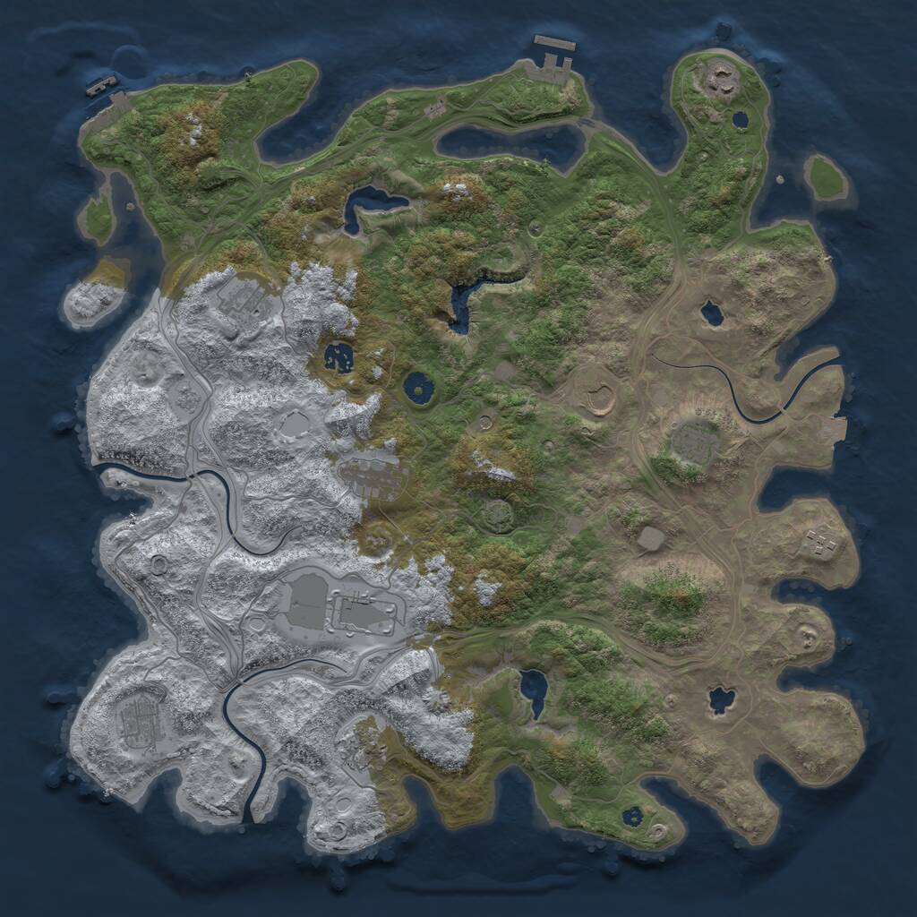 Rust Map: Procedural Map, Size: 4500, Seed: 1460294633, 16 Monuments
