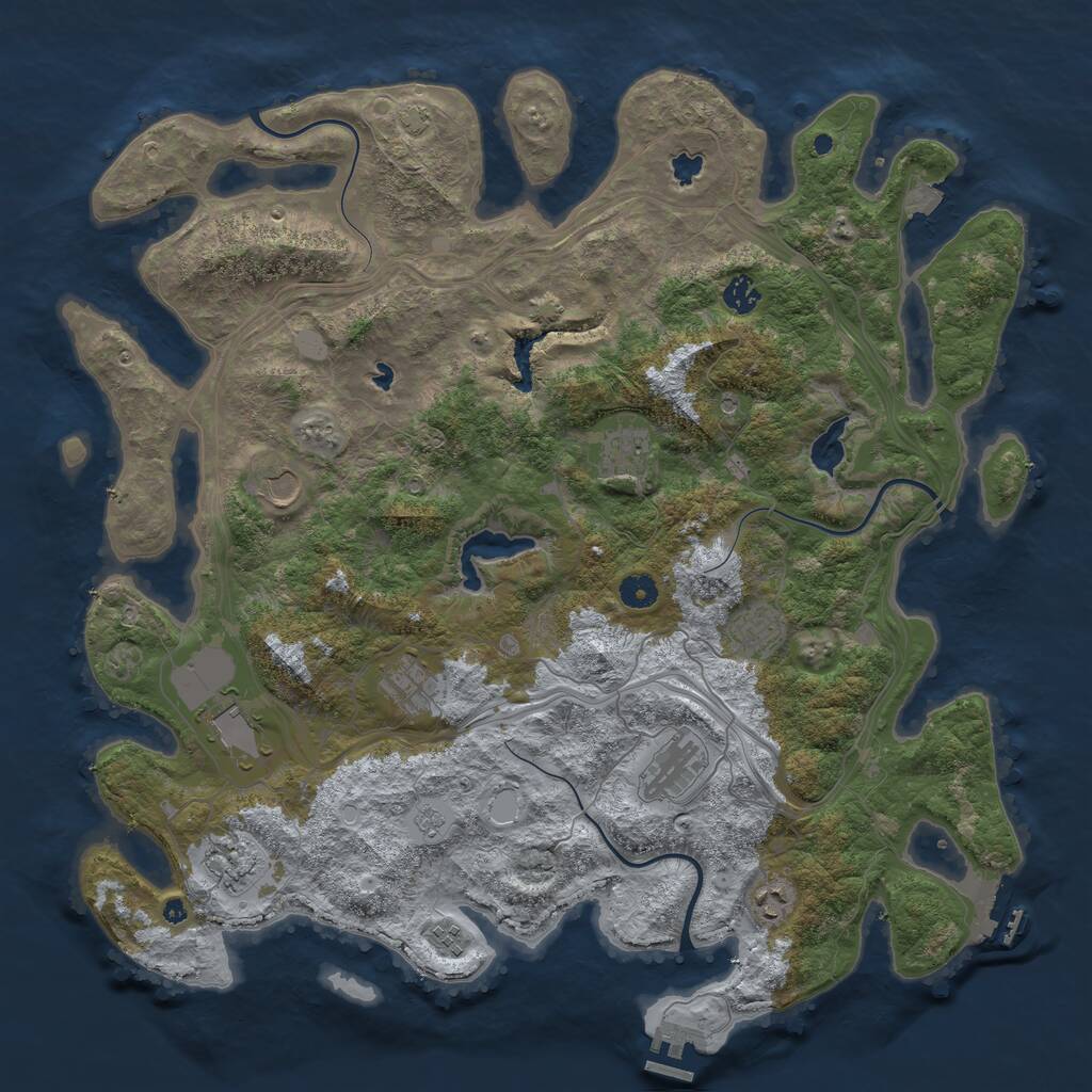 Rust Map: Procedural Map, Size: 4500, Seed: 330287, 16 Monuments