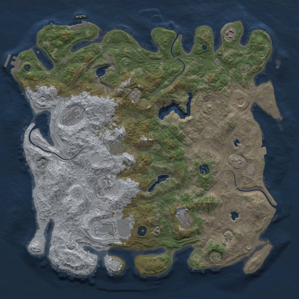 Rust Map: Procedural Map, Size: 4500, Seed: 2042754545, 15 Monuments