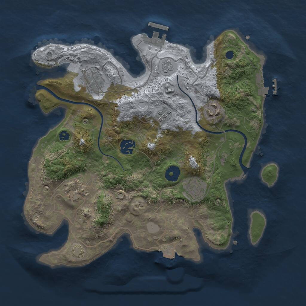 Rust Map: Procedural Map, Size: 3000, Seed: 458283742, 11 Monuments