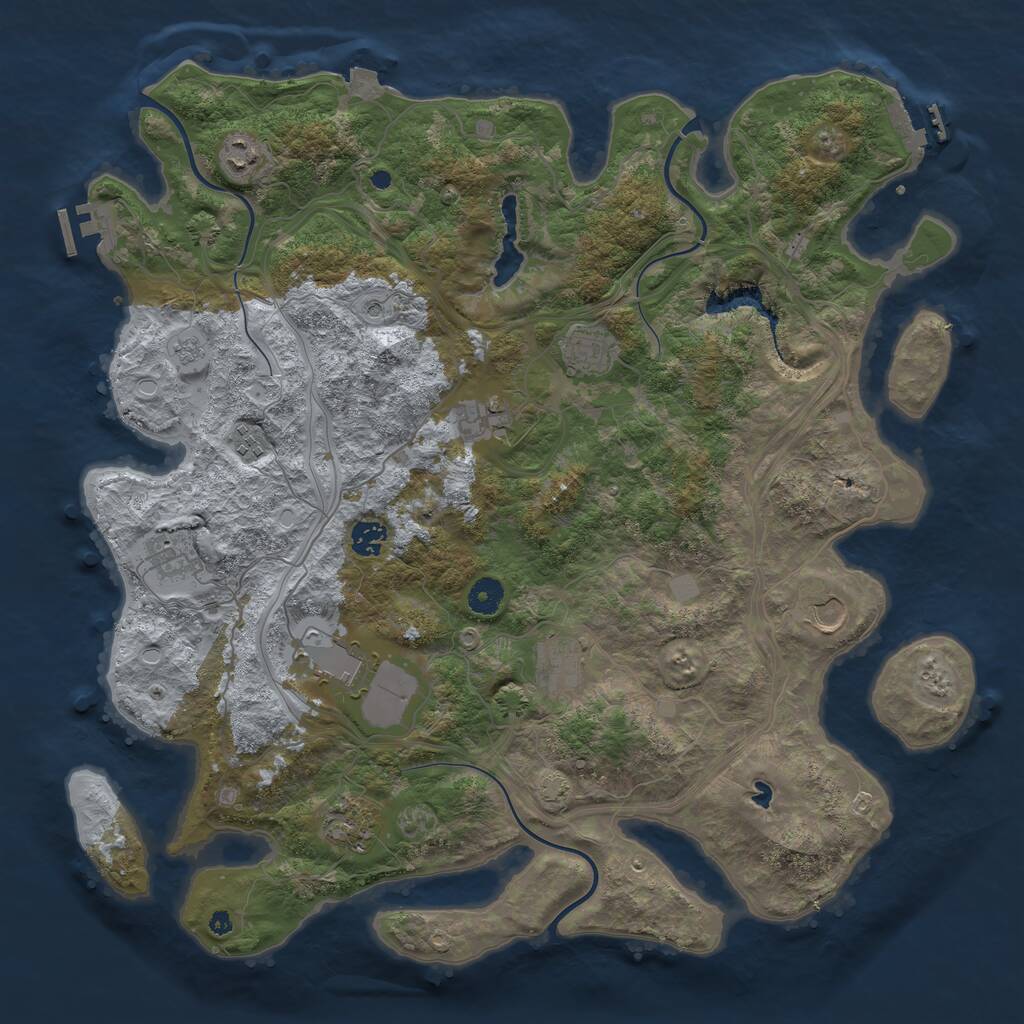 Rust Map: Procedural Map, Size: 4300, Seed: 347818, 16 Monuments