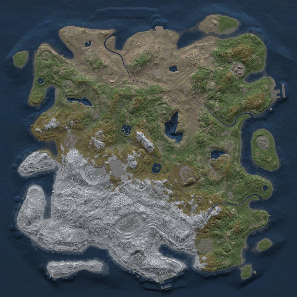 Rust Map: Procedural Map, Size: 4500, Seed: 1643434140, 15 Monuments
