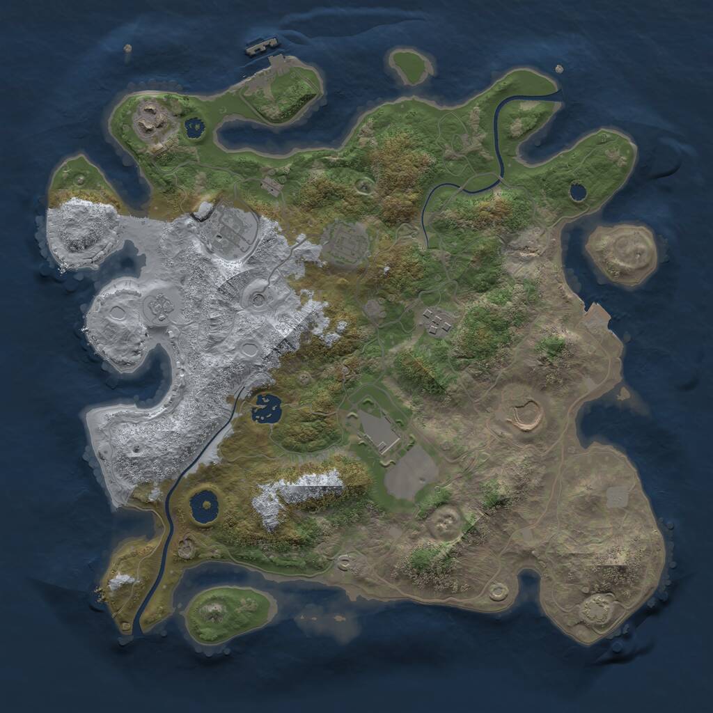 Rust Map: Procedural Map, Size: 3500, Seed: 2132448628, 12 Monuments