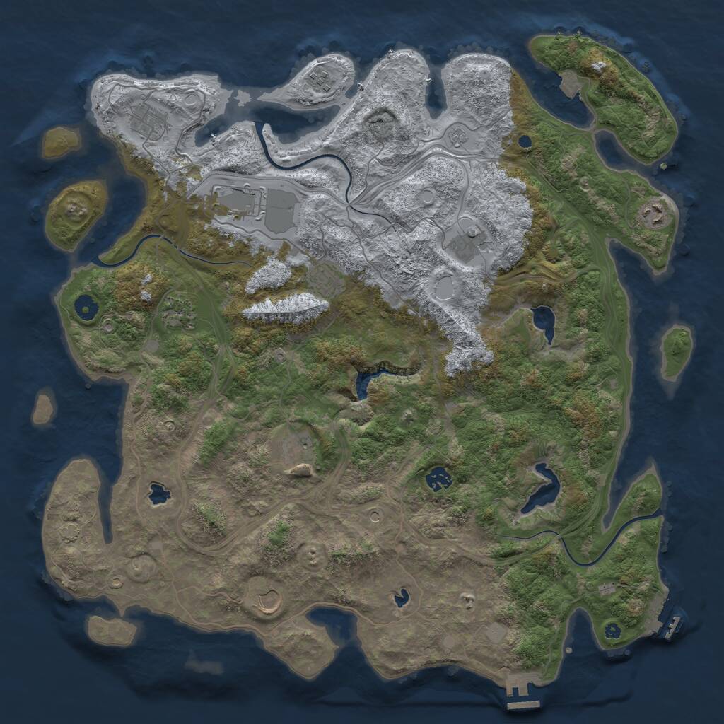Rust Map: Procedural Map, Size: 4500, Seed: 1176077948, 16 Monuments