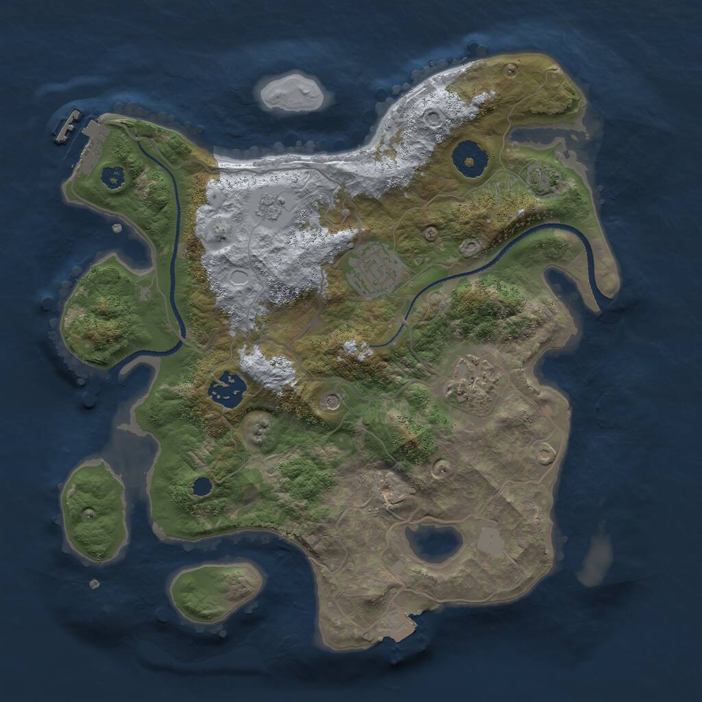 Rust Map: Procedural Map, Size: 3000, Seed: 21938, 8 Monuments