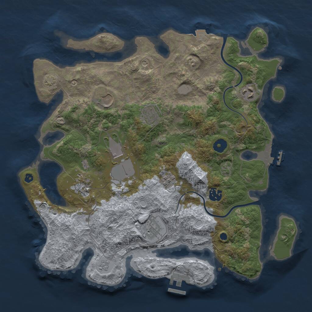 Rust Map: Procedural Map, Size: 3500, Seed: 134948618, 14 Monuments