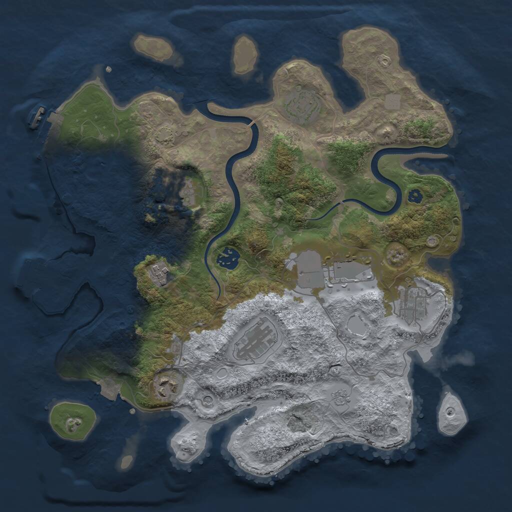 Rust Map: Procedural Map, Size: 3500, Seed: 611756665, 14 Monuments