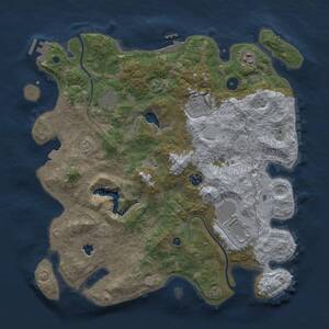 Thumbnail Rust Map: Procedural Map, Size: 4000, Seed: 1090733409, 12 Monuments
