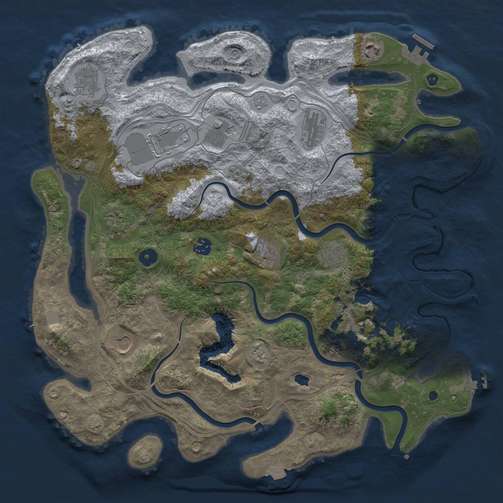 Rust Map: Procedural Map, Size: 4250, Seed: 210164915, 17 Monuments