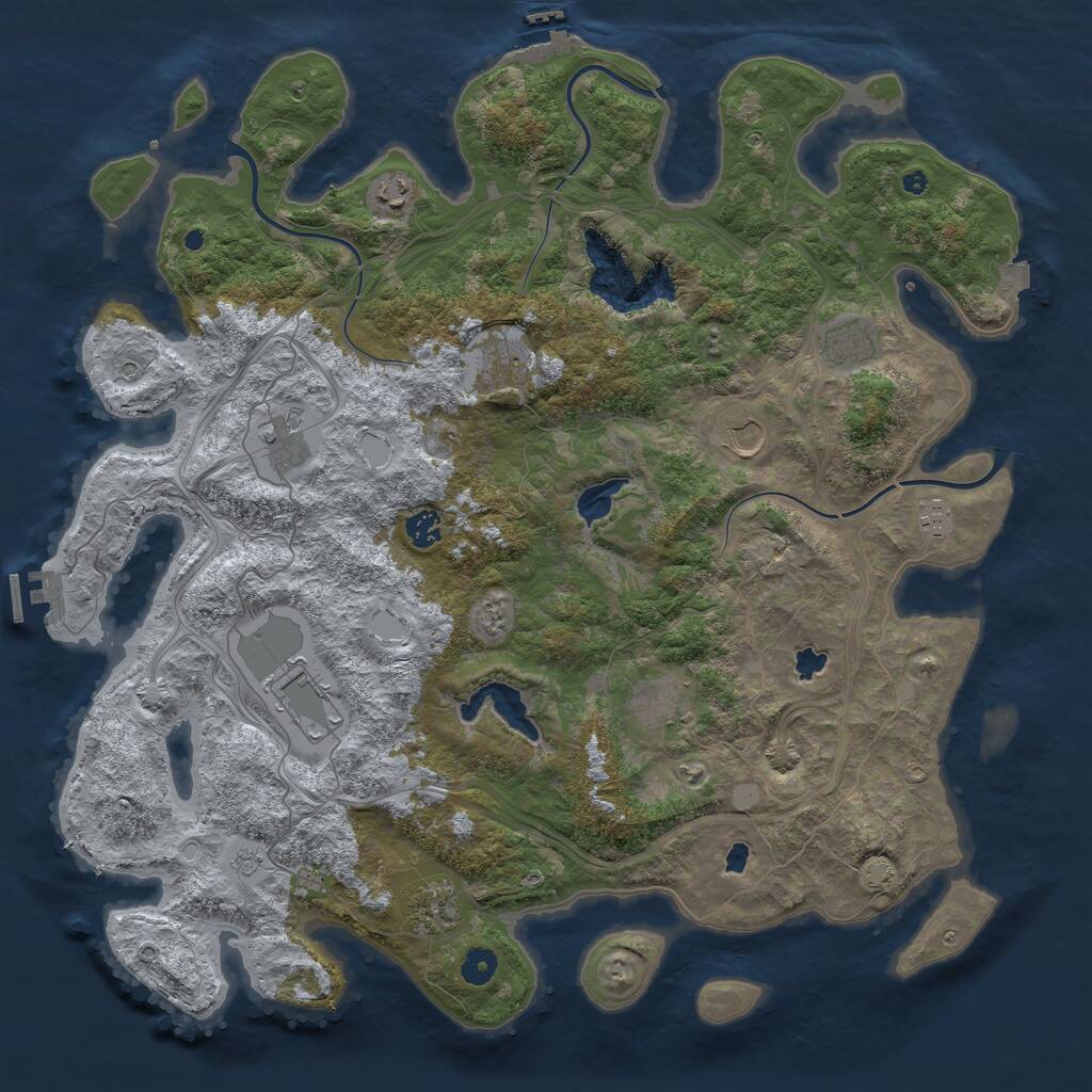 Rust Map: Procedural Map, Size: 4500, Seed: 1456119627, 16 Monuments