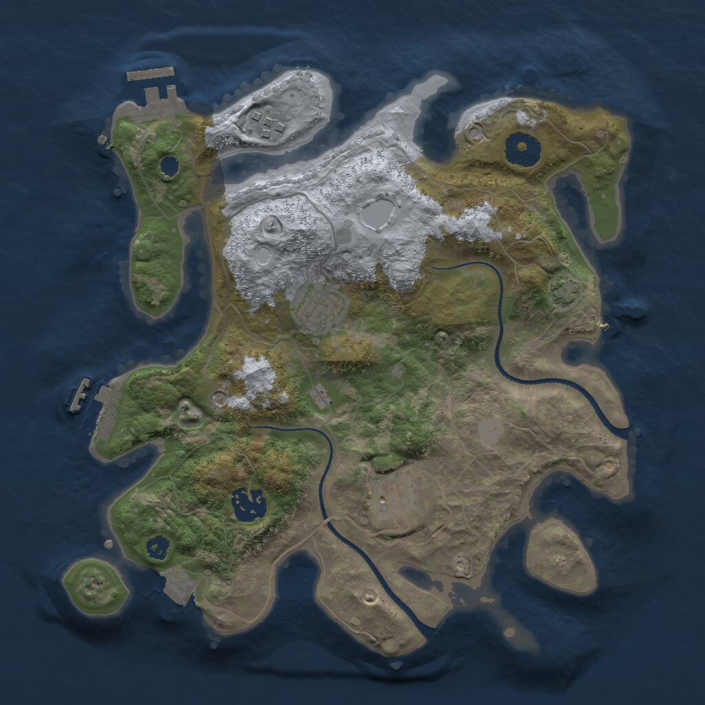 Rust Map: Procedural Map, Size: 3000, Seed: 21908, 9 Monuments