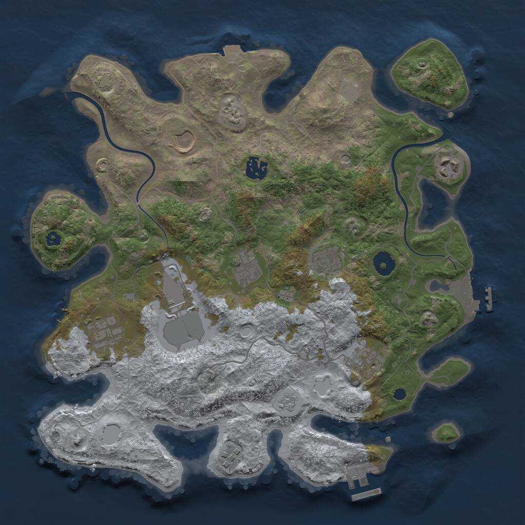 Rust Map: Procedural Map, Size: 3500, Seed: 513308638, 15 Monuments