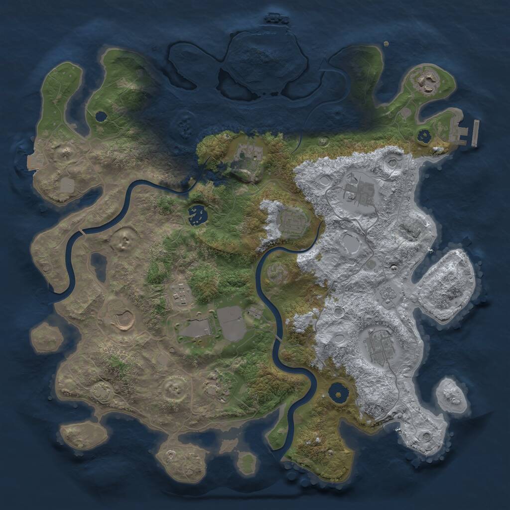 Rust Map: Procedural Map, Size: 3800, Seed: 25333, 16 Monuments