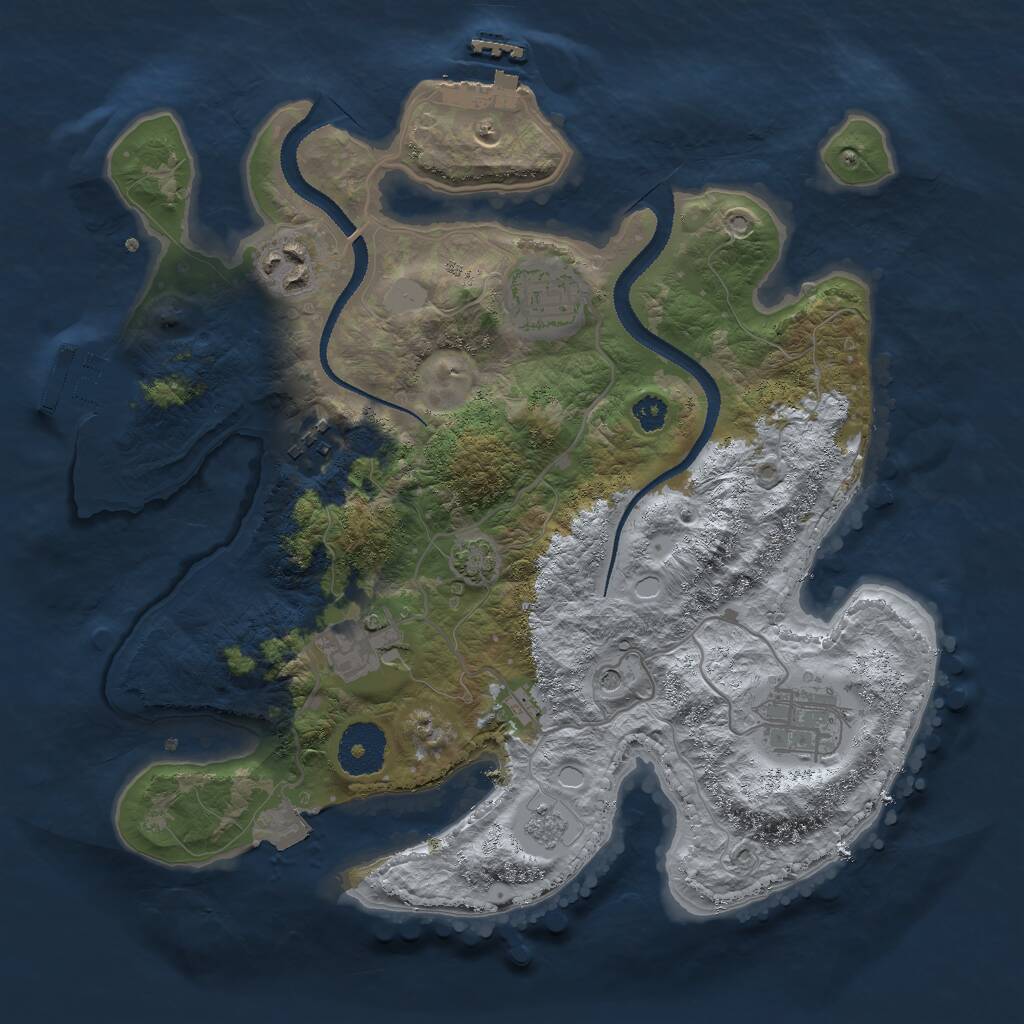 Rust Map: Procedural Map, Size: 3000, Seed: 132233093, 11 Monuments