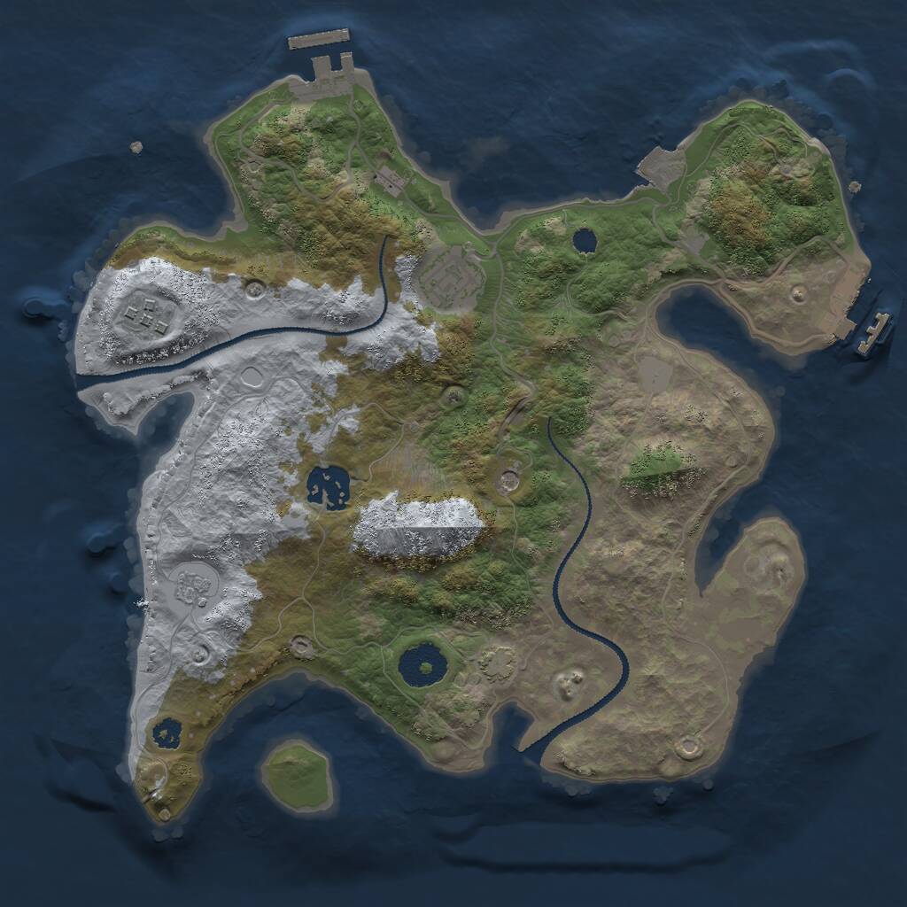 Rust Map: Procedural Map, Size: 3000, Seed: 180343817, 9 Monuments