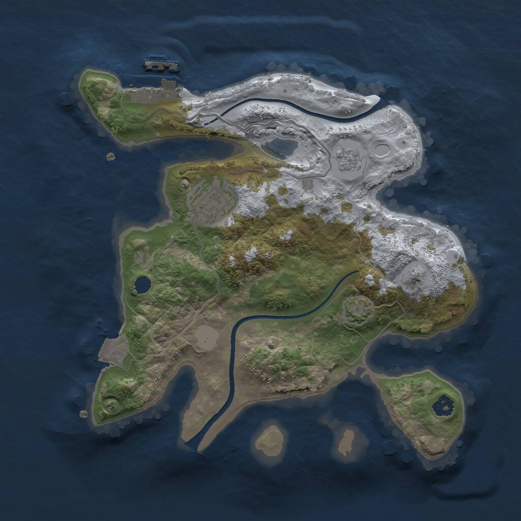 Rust Map: Procedural Map, Size: 2500, Seed: 1456990871, 5 Monuments