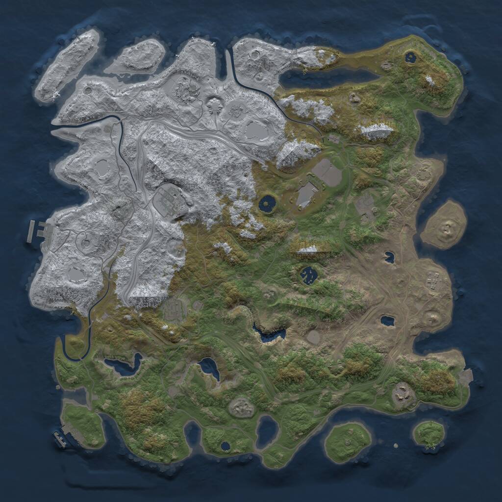 Rust Map: Procedural Map, Size: 4500, Seed: 1841340475, 14 Monuments