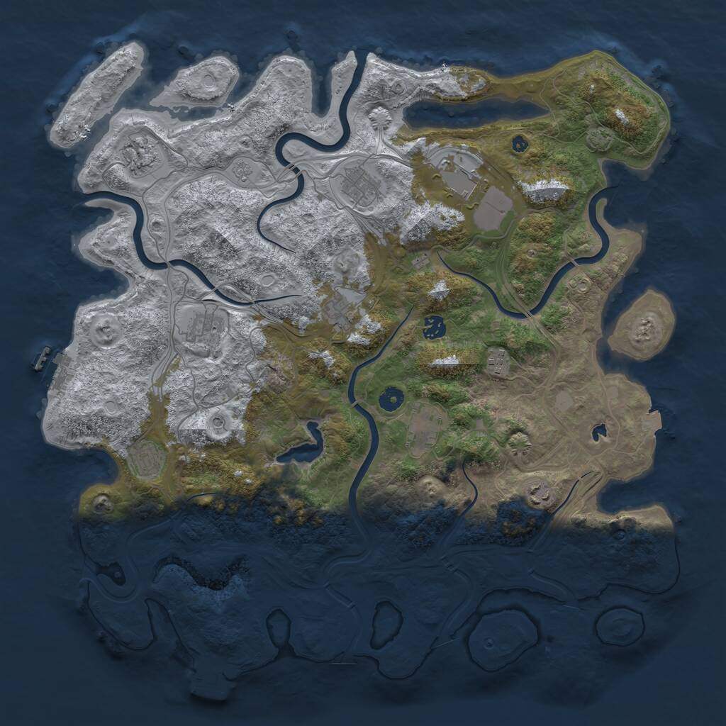 Rust Map: Procedural Map, Size: 4500, Seed: 1841340475, 16 Monuments