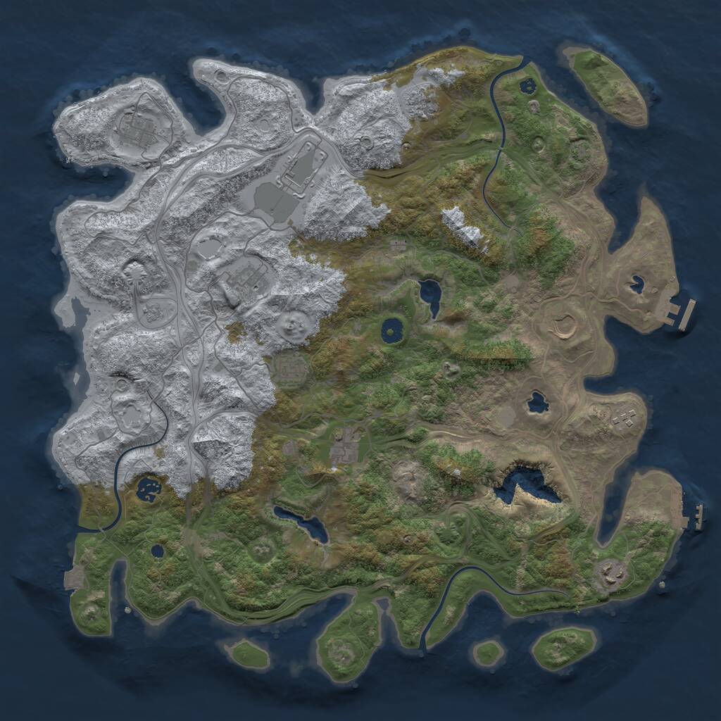 Rust Map: Procedural Map, Size: 4500, Seed: 489206660, 16 Monuments