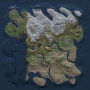 Thumbnail Rust Map: Procedural Map, Size: 3600, Seed: 1699596321, 13 Monuments