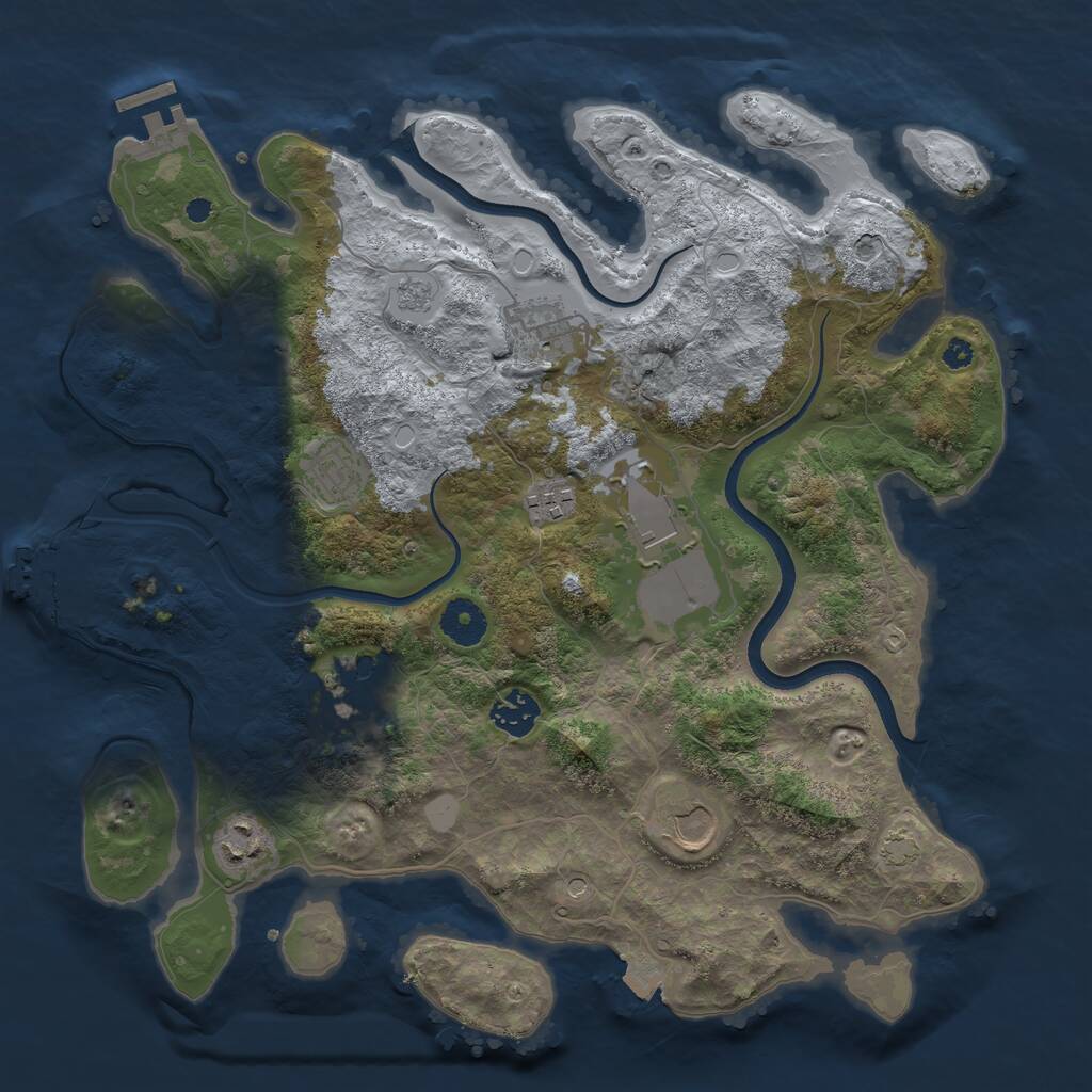 Rust Map: Procedural Map, Size: 3600, Seed: 1699596321, 14 Monuments