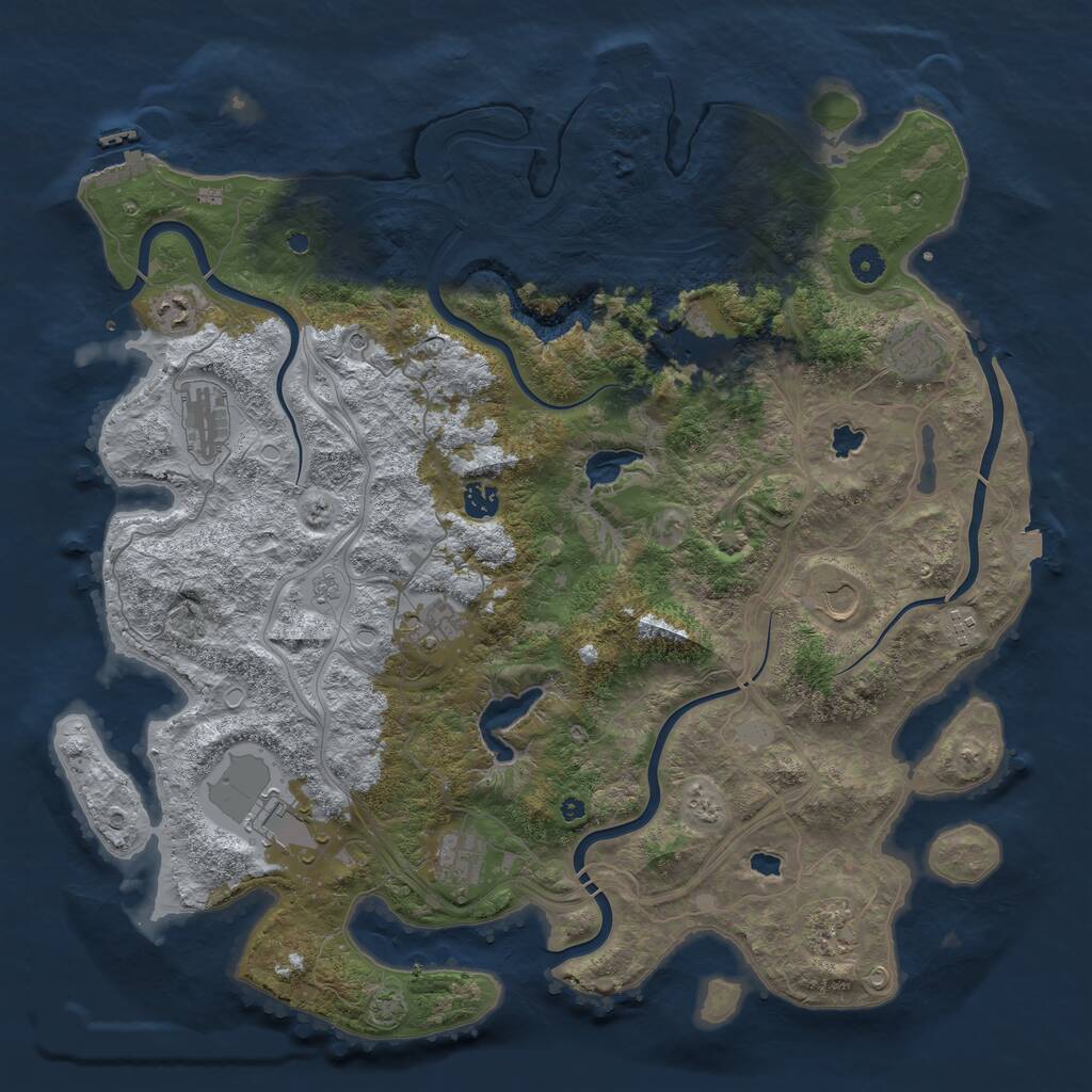 Rust Map: Procedural Map, Size: 4500, Seed: 1445412899, 17 Monuments
