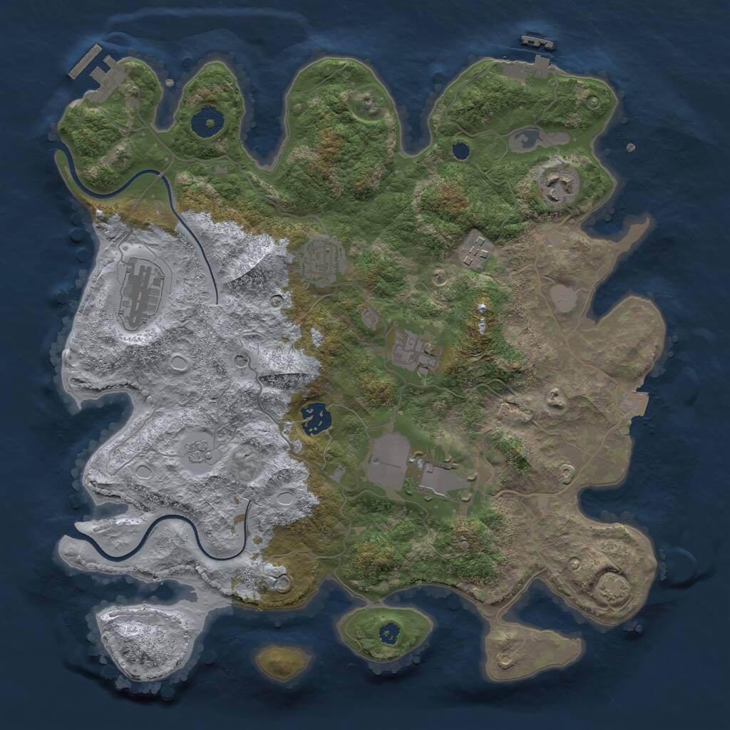 Rust Map: Procedural Map, Size: 3500, Seed: 686700466, 13 Monuments