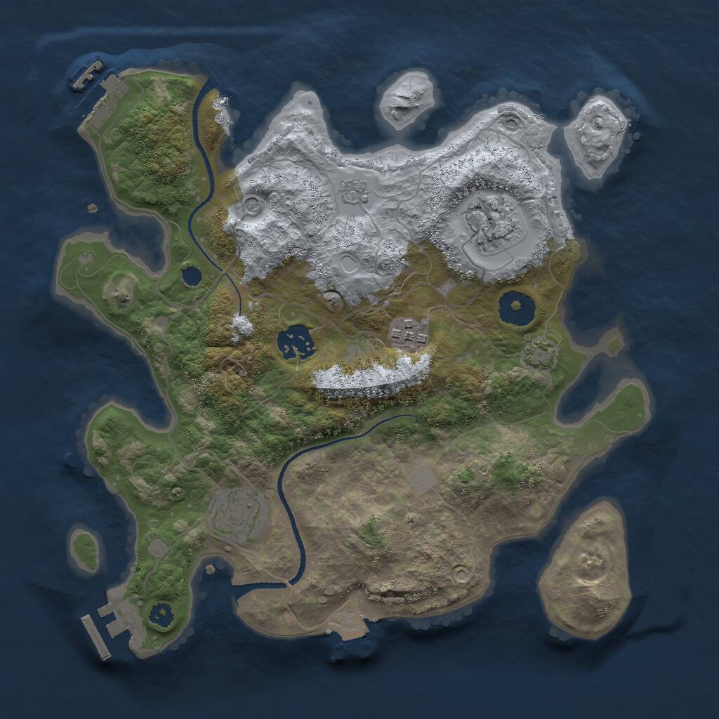 Rust Map: Procedural Map, Size: 3000, Seed: 6713892, 10 Monuments