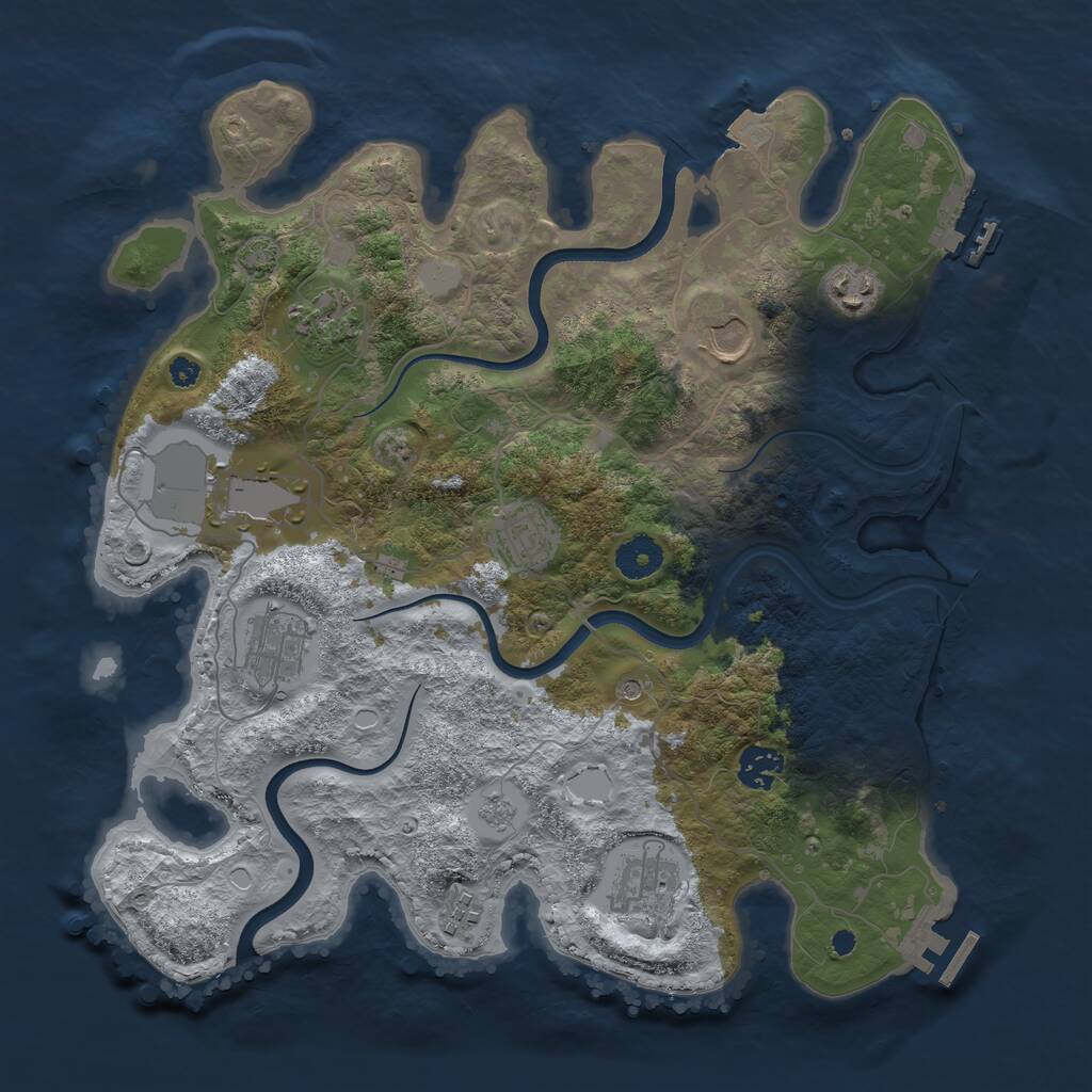 Rust Map: Procedural Map, Size: 3650, Seed: 995295549, 15 Monuments