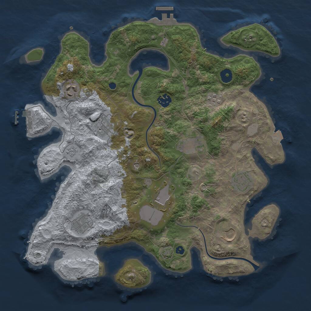 Rust Map: Procedural Map, Size: 3600, Seed: 1781453675, 15 Monuments