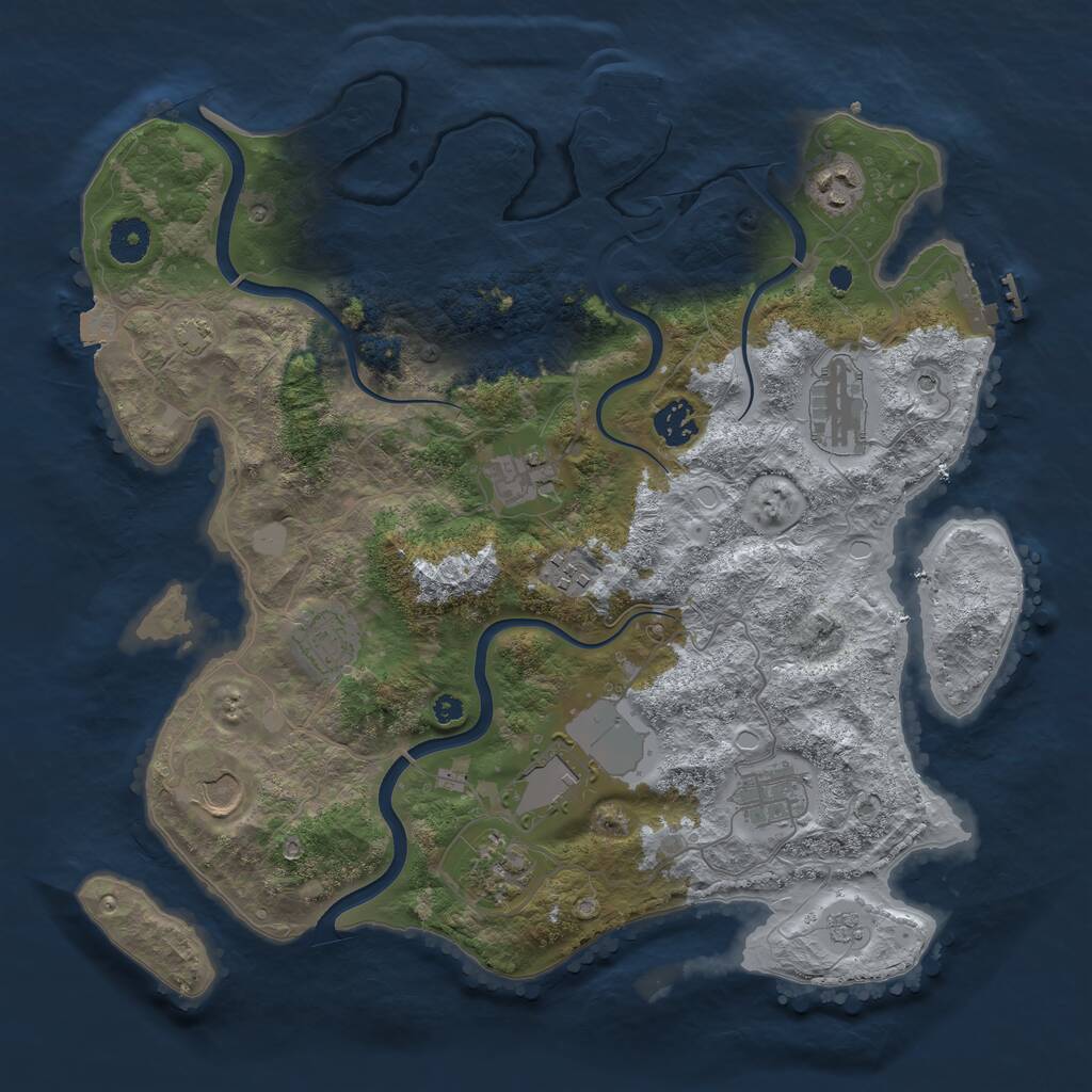 Rust Map: Procedural Map, Size: 3750, Seed: 247942740, 16 Monuments