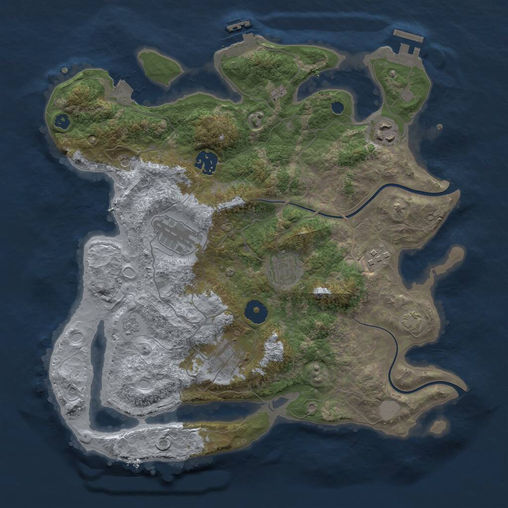 Rust Map: Procedural Map, Size: 3369, Seed: 1576471049, 12 Monuments