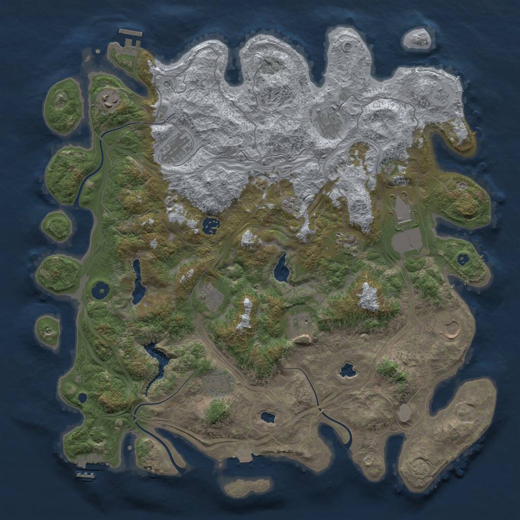 Rust Map: Procedural Map, Size: 4500, Seed: 910211619, 17 Monuments
