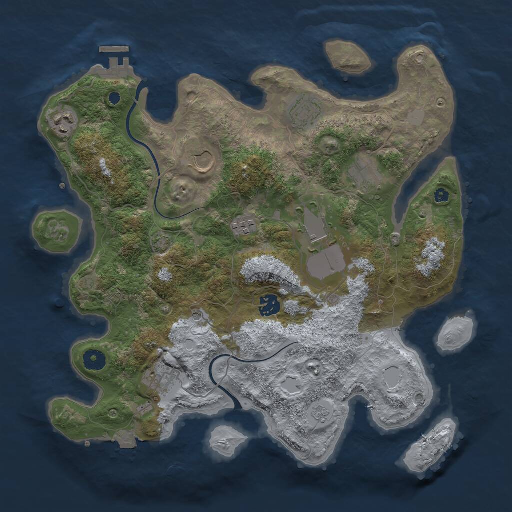 Rust Map: Procedural Map, Size: 3500, Seed: 113770417, 13 Monuments