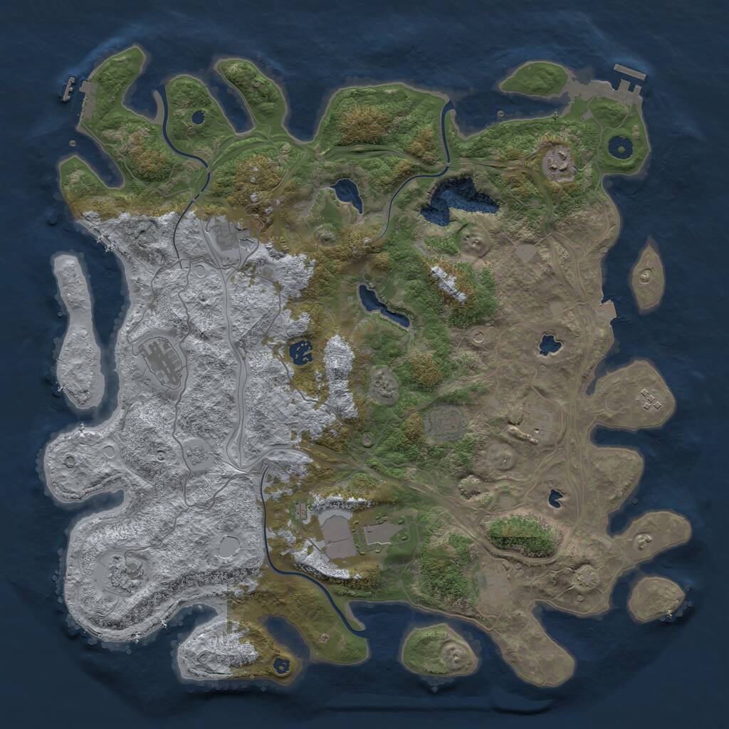 Rust Map: Procedural Map, Size: 4500, Seed: 900790432, 16 Monuments