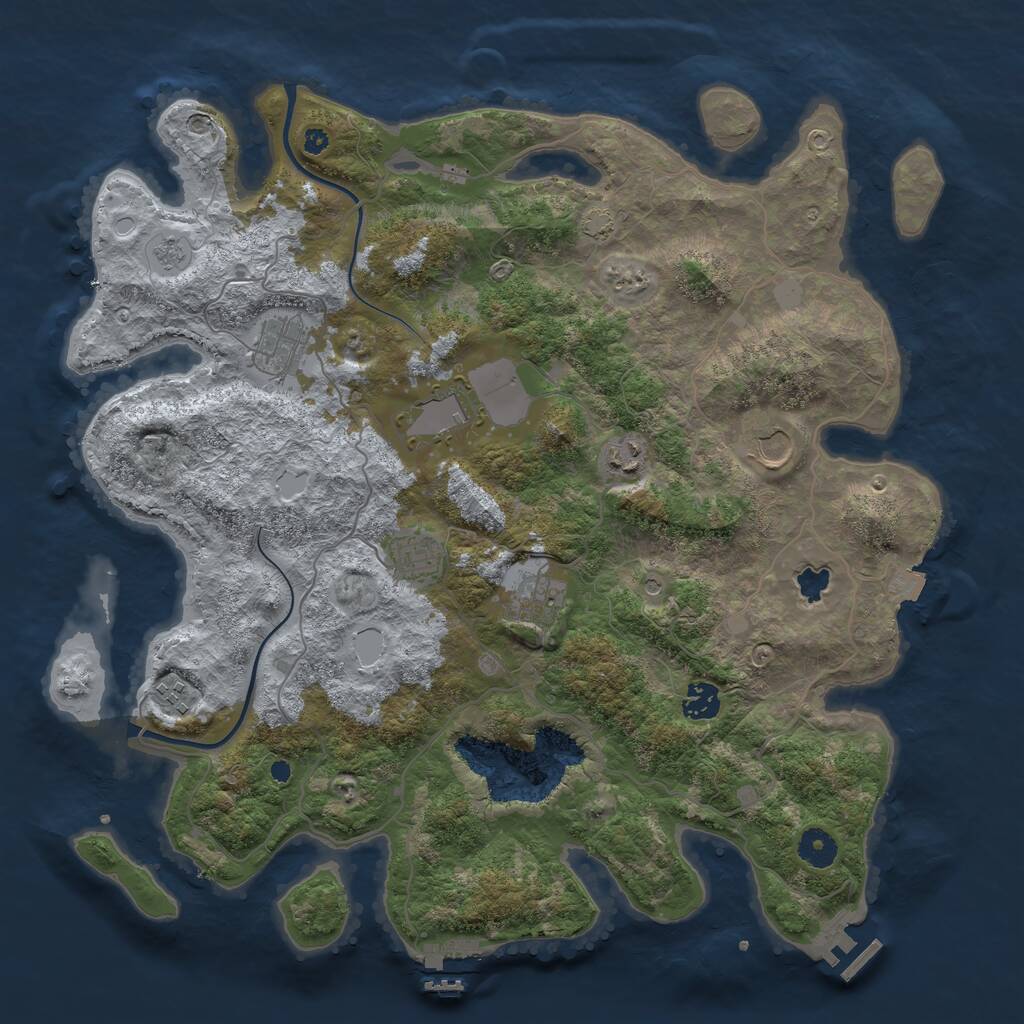 Rust Map: Procedural Map, Size: 4000, Seed: 71654, 14 Monuments