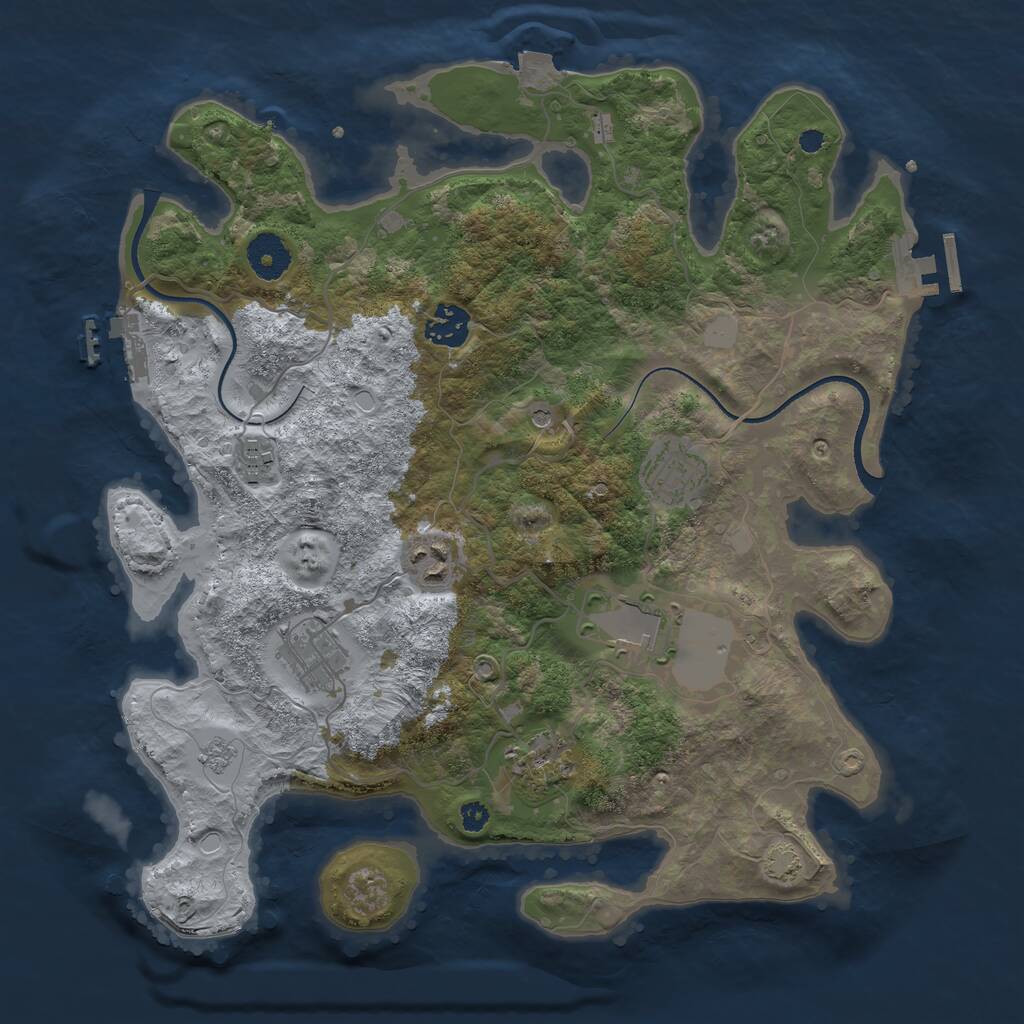 Rust Map: Procedural Map, Size: 3500, Seed: 1898189081, 13 Monuments