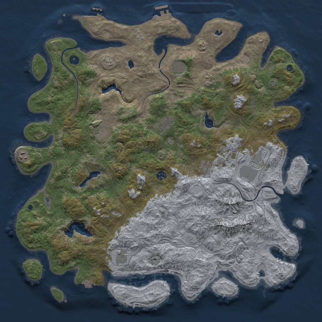 Rust Map: Procedural Map, Size: 5000, Seed: 19484, 16 Monuments