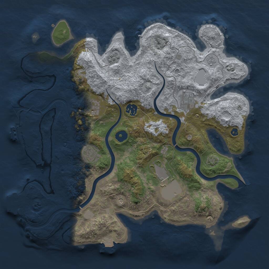 Rust Map: Procedural Map, Size: 3500, Seed: 234551, 12 Monuments