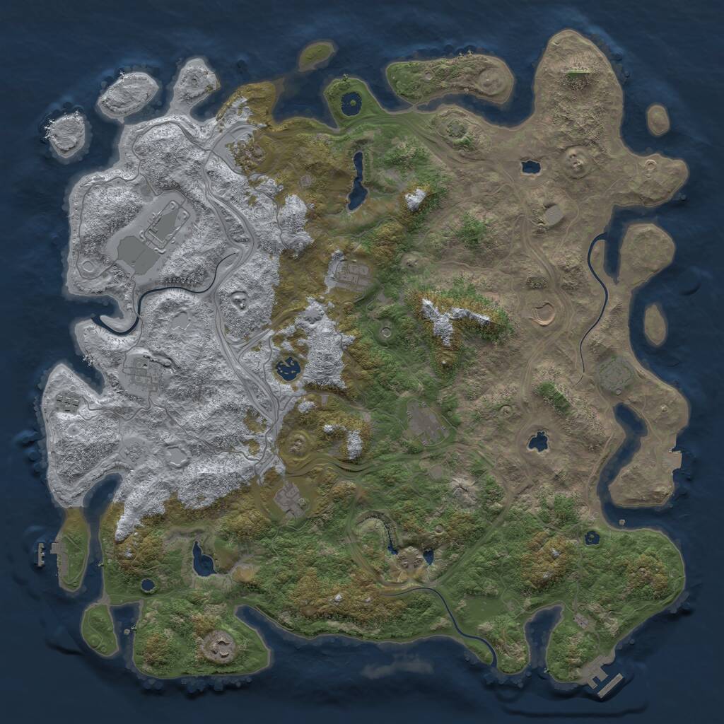 Rust Map: Procedural Map, Size: 4800, Seed: 1198569954, 17 Monuments