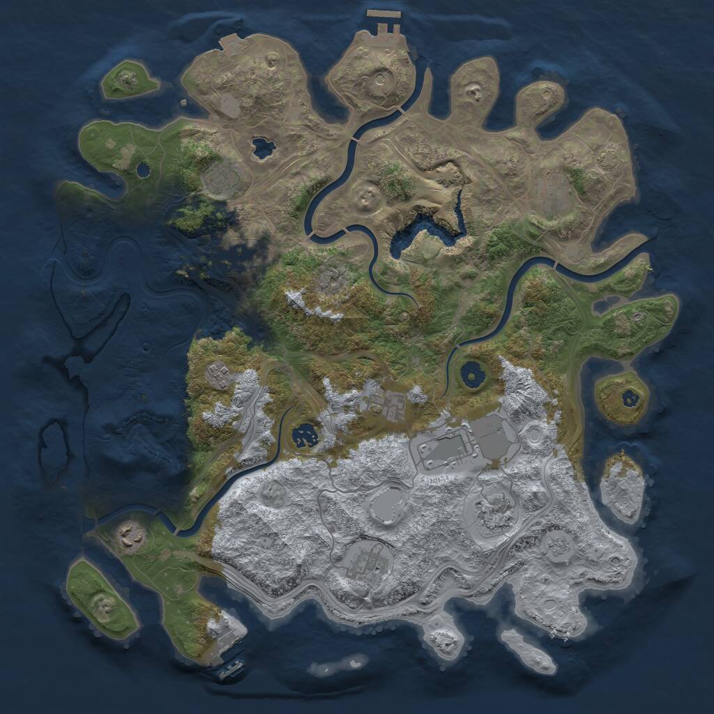 Rust Map: Procedural Map, Size: 4250, Seed: 1091893436, 16 Monuments