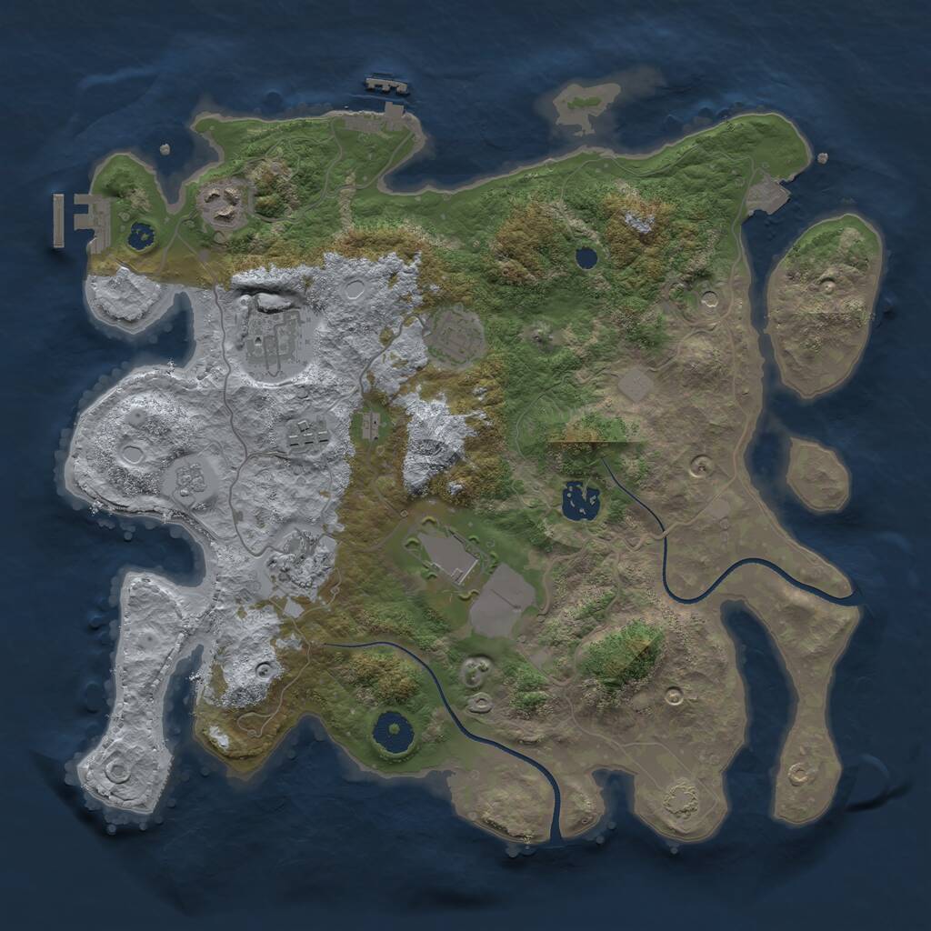 Rust Map: Procedural Map, Size: 3500, Seed: 710672652, 13 Monuments