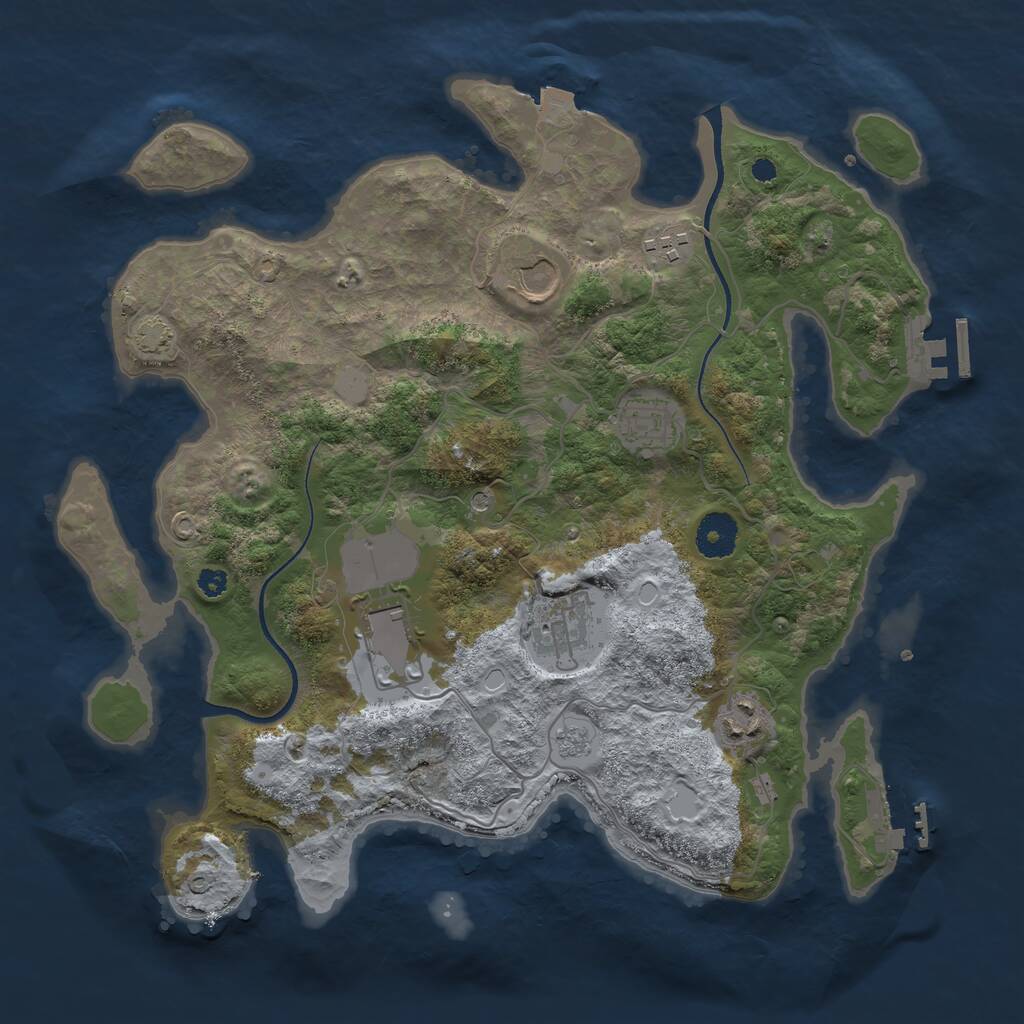 Rust Map: Procedural Map, Size: 3500, Seed: 854427013, 12 Monuments