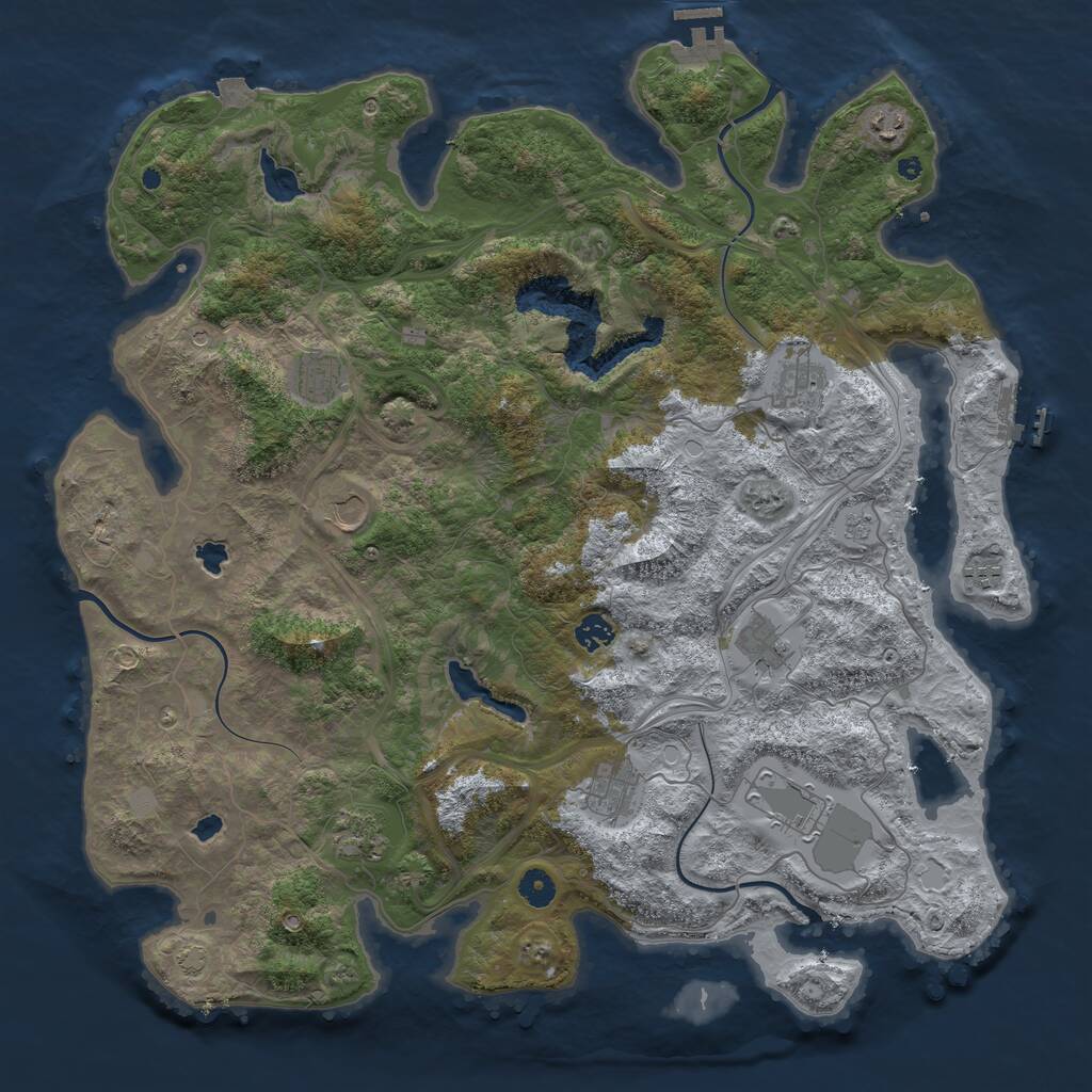Rust Map: Procedural Map, Size: 4500, Seed: 962554223, 16 Monuments